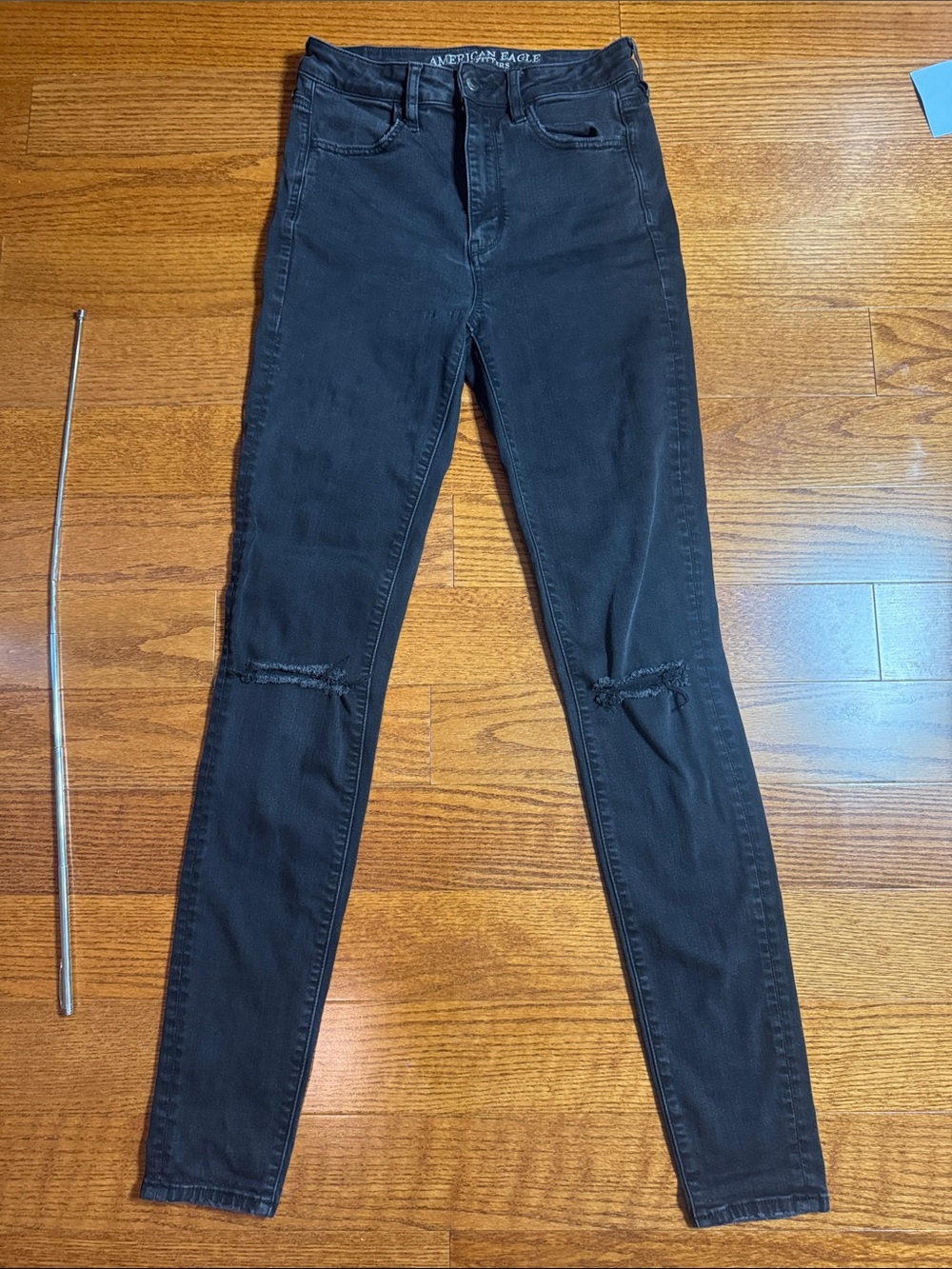 6 X-Long American Eagle Outfitters Black Skinny High-Rise Jeans